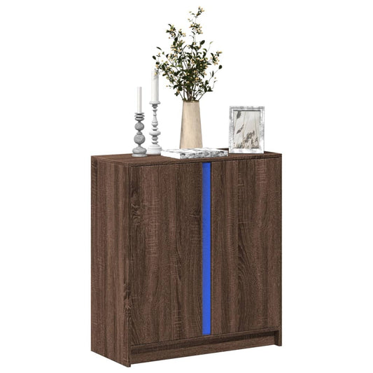 Skjenk Brun Eik med LED 77x34x85 cm