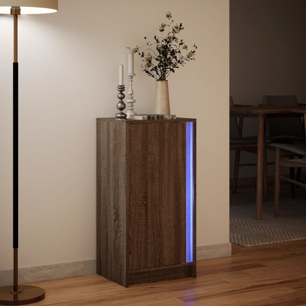 Skjenk Brun Eik med LED 42,5x34x85 cm