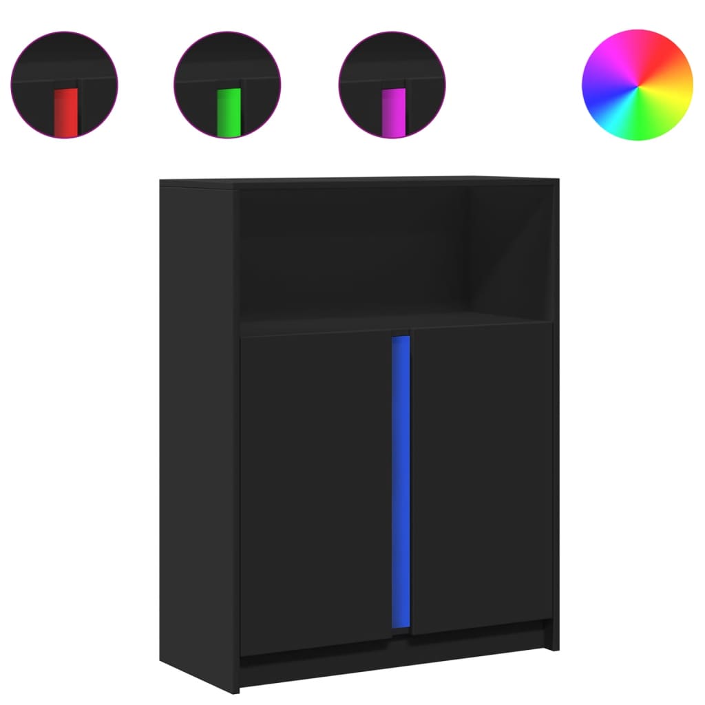 Skjenk Svart med LED 77x34x100 cm