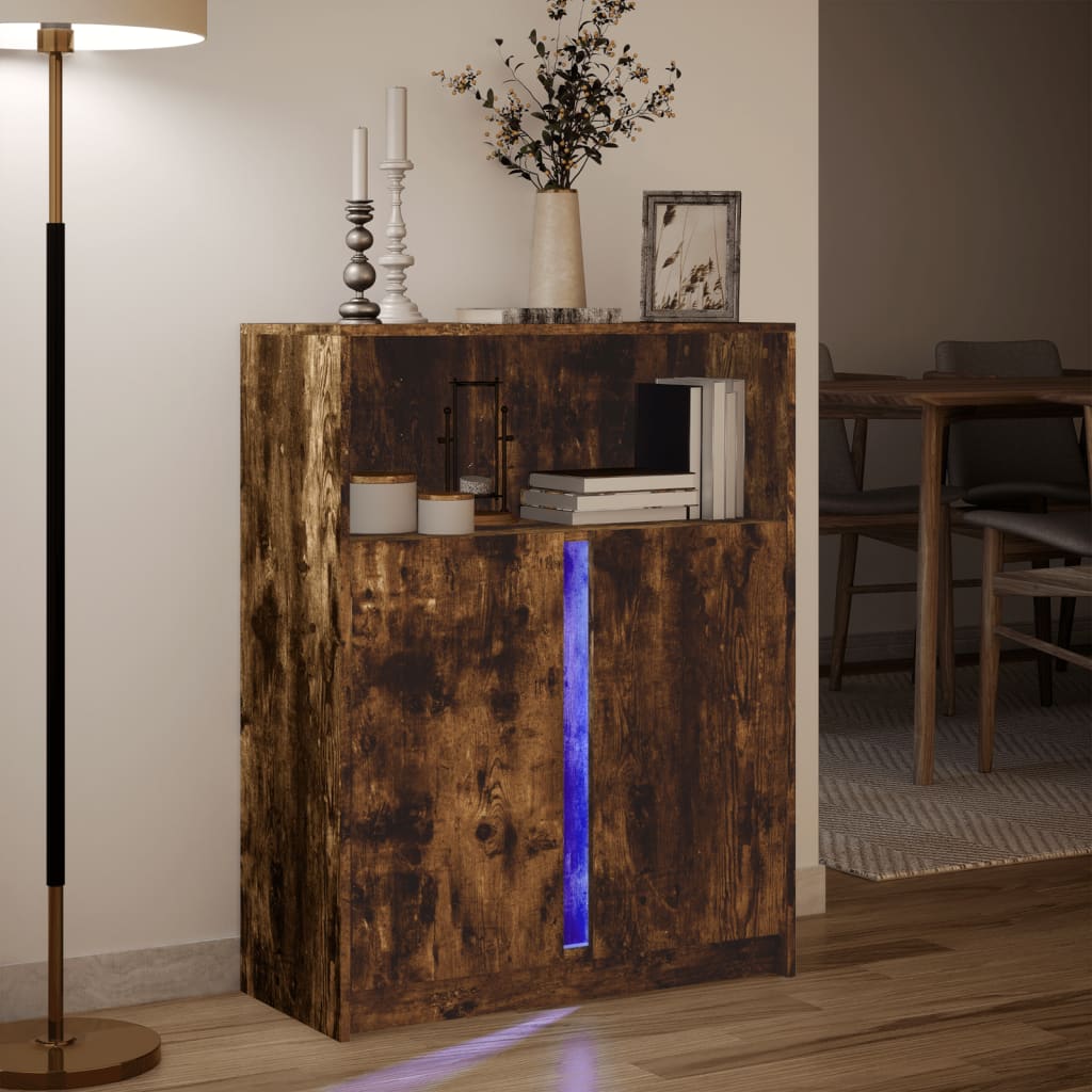 Skjenk Røkt Eik med LED 77x34x100 cm