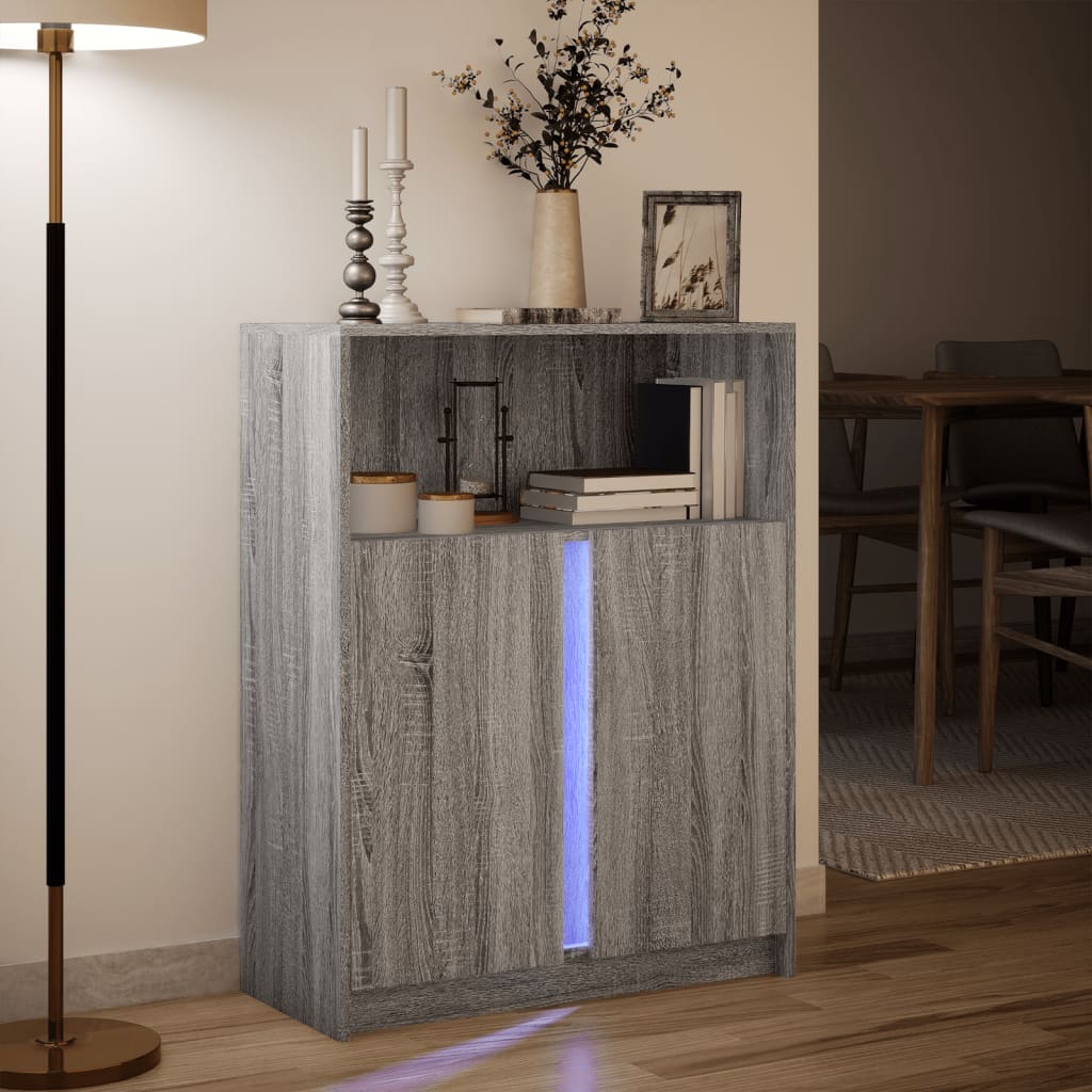 Skjenk Sonoma Grå med LED 77x34x100 cm