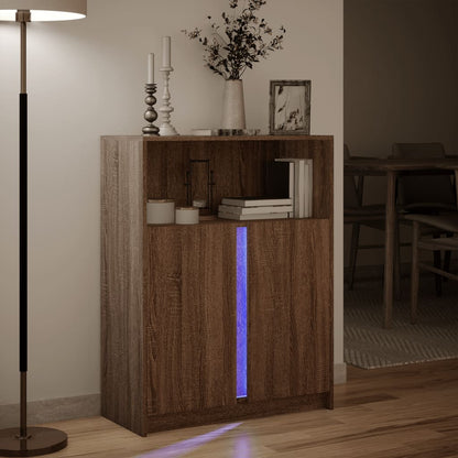 Skjenk Brun Eik med LED 77x34x100 cm