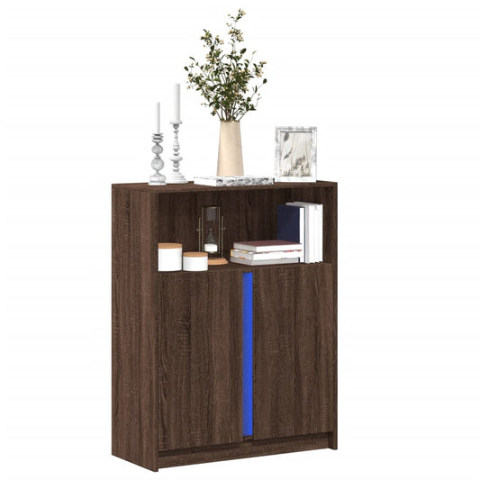 Skjenk Brun Eik med LED 77x34x100 cm