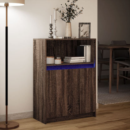 Skjenk Brun Eik med LED 72x34x100 cm