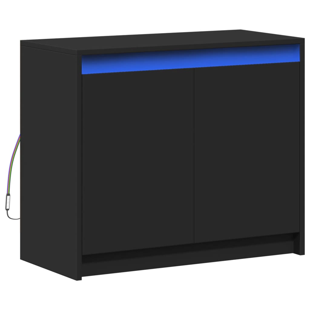 Skjenk Svart med LED 72x34x61 cm