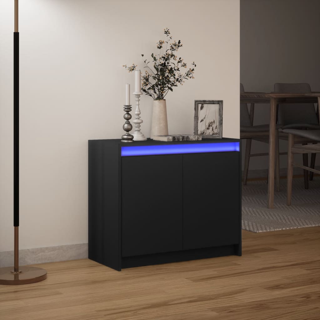 Skjenk Svart med LED 72x34x61 cm