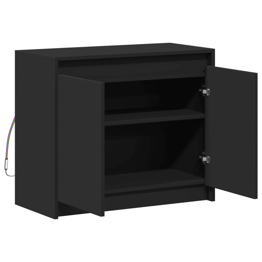 Skjenk Svart med LED 72x34x61 cm