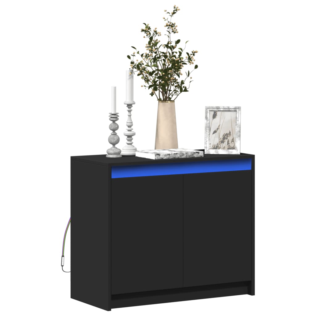 Skjenk Svart med LED 72x34x61 cm