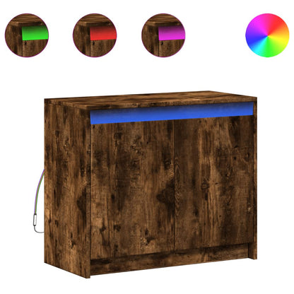 Skjenk Røkt Eik med LED 72x34x61 cm