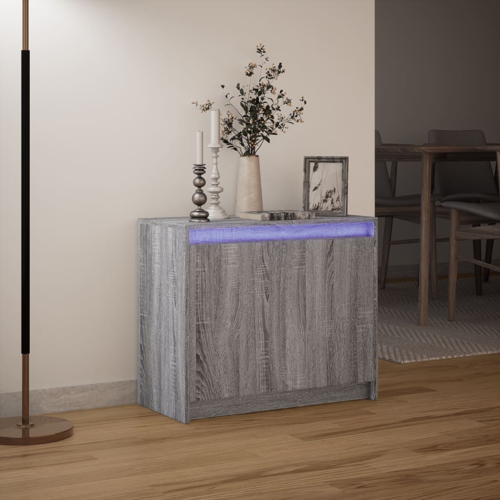 Skjenk Sonoma Grå med LED 72x34x61 cm
