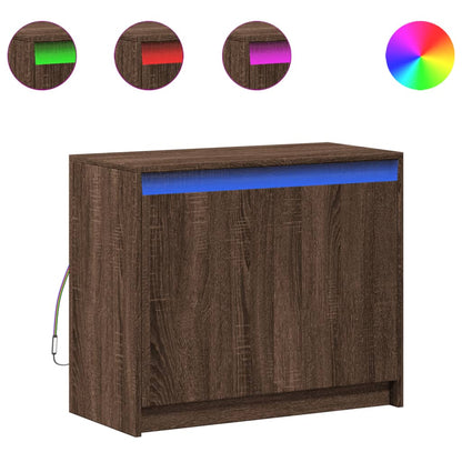 Skjenk Brun Eik med LED 72x34x61 cm