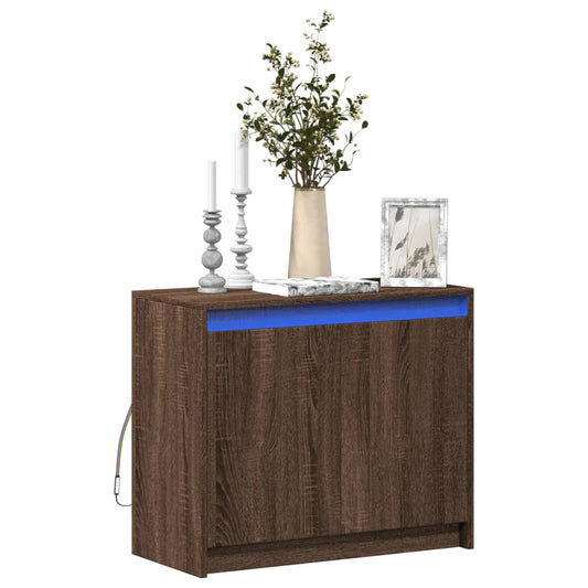 Skjenk Brun Eik med LED 72x34x61 cm