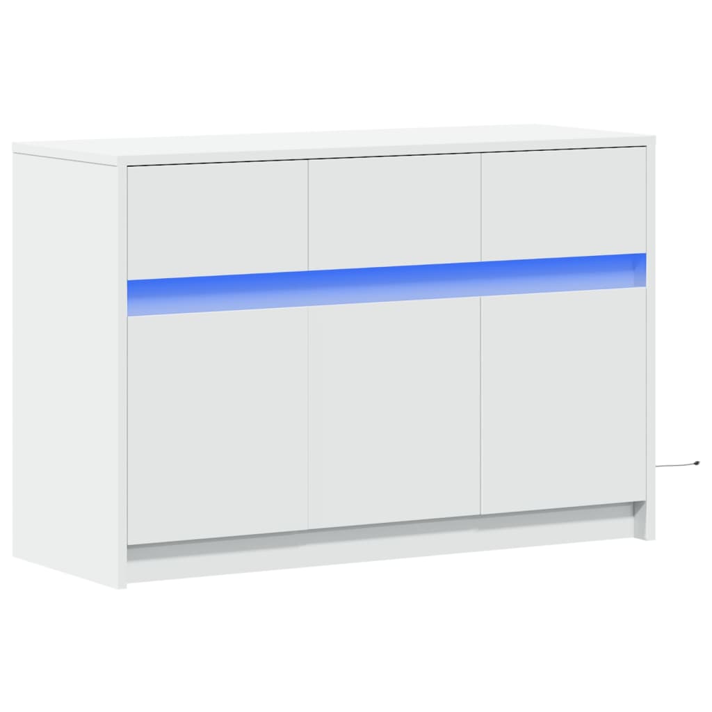 TV-Møbel Hvit TV-benk med LED 91x34x61 cm
