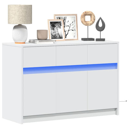 TV-Møbel Hvit TV-benk med LED 91x34x61 cm