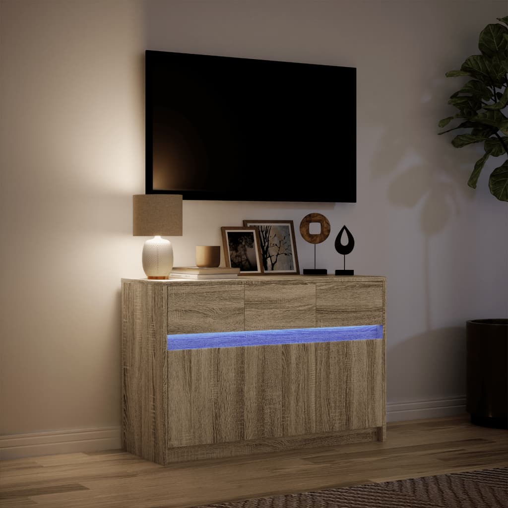 TV-Møbel Sonoma Eik TV-benk med LED 91x34x61 cm