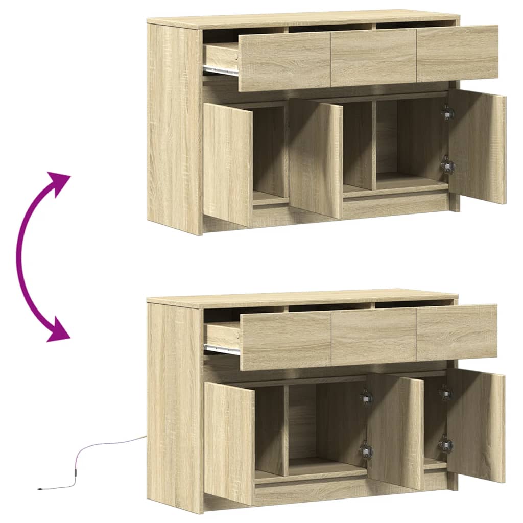 TV-Møbel Sonoma Eik TV-benk med LED 91x34x61 cm