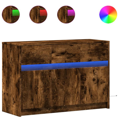 TV-Møbel Røkt EikTV-benk med LED 91x34x61 cm