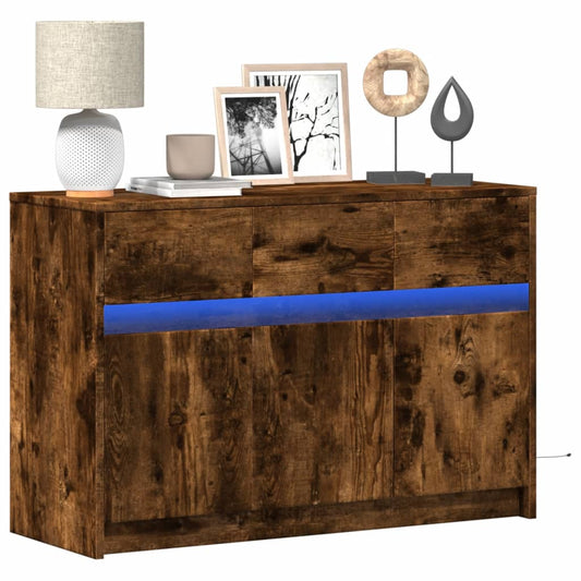 TV-Møbel Røkt EikTV-benk med LED 91x34x61 cm
