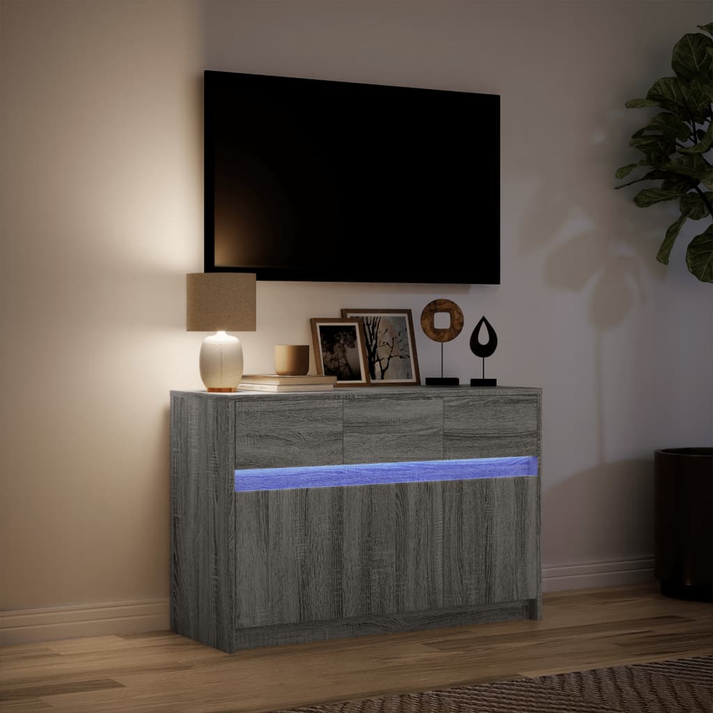 TV-Møbel Sonoma Grå TV-benk med LED 91x34x61 cm