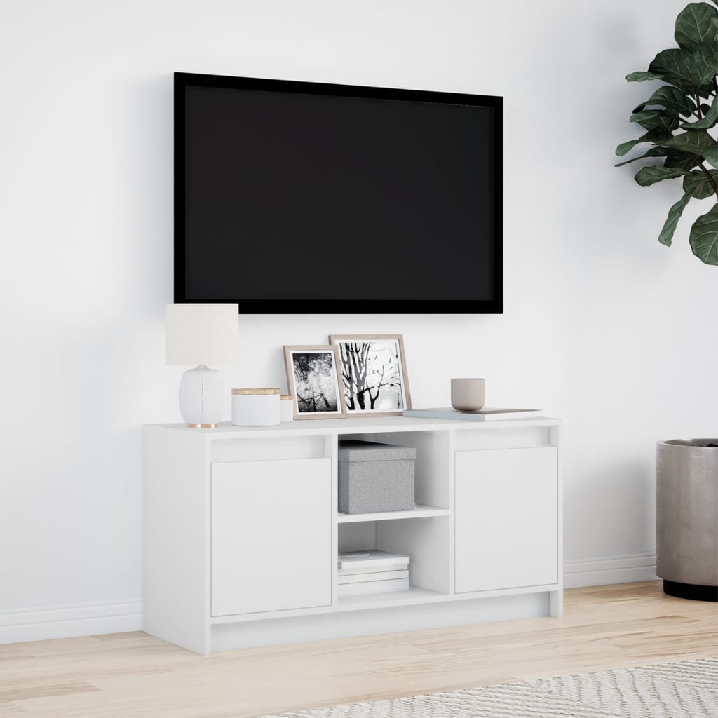 TV-Møbel Hvit TV-benk med LED 100x34x50 cm