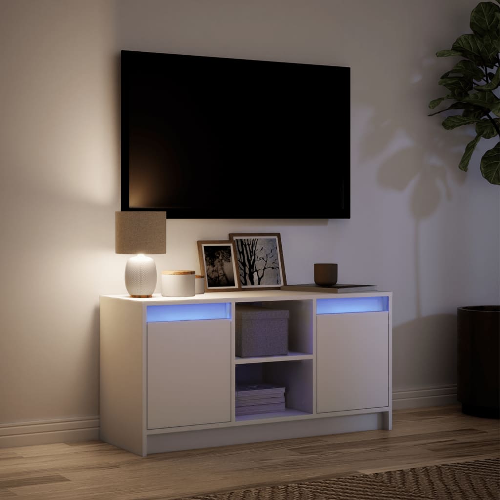 TV-Møbel Hvit TV-benk med LED 100x34x50 cm