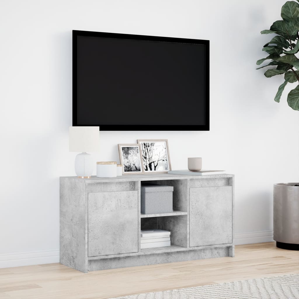 TV-Møbel Betonggrå TV-benk med LED 100x34x50 cm