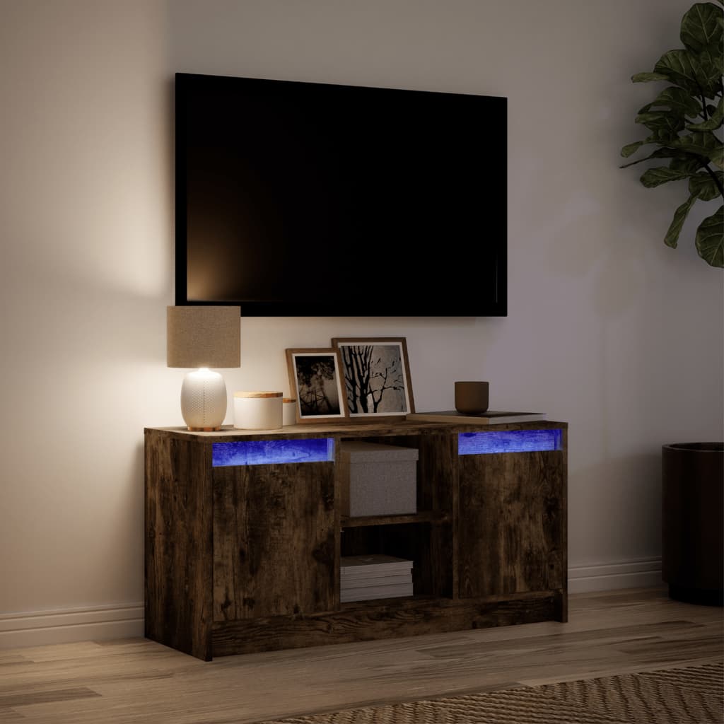 TV-Møbel Røkt EikTV-benk med LED 100x34x50 cm