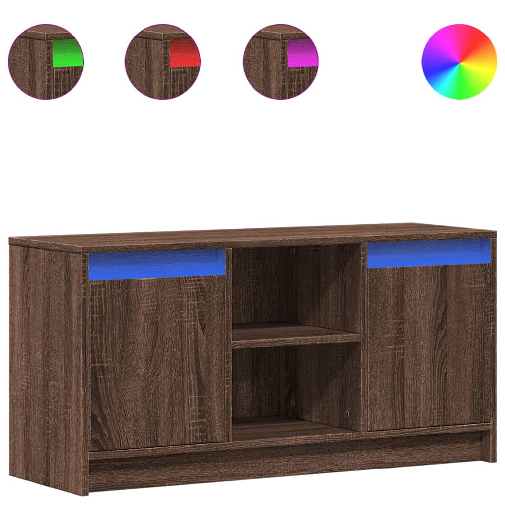 TV-Møbel Brun Eik TV-benk med LED 100x34x50 cm