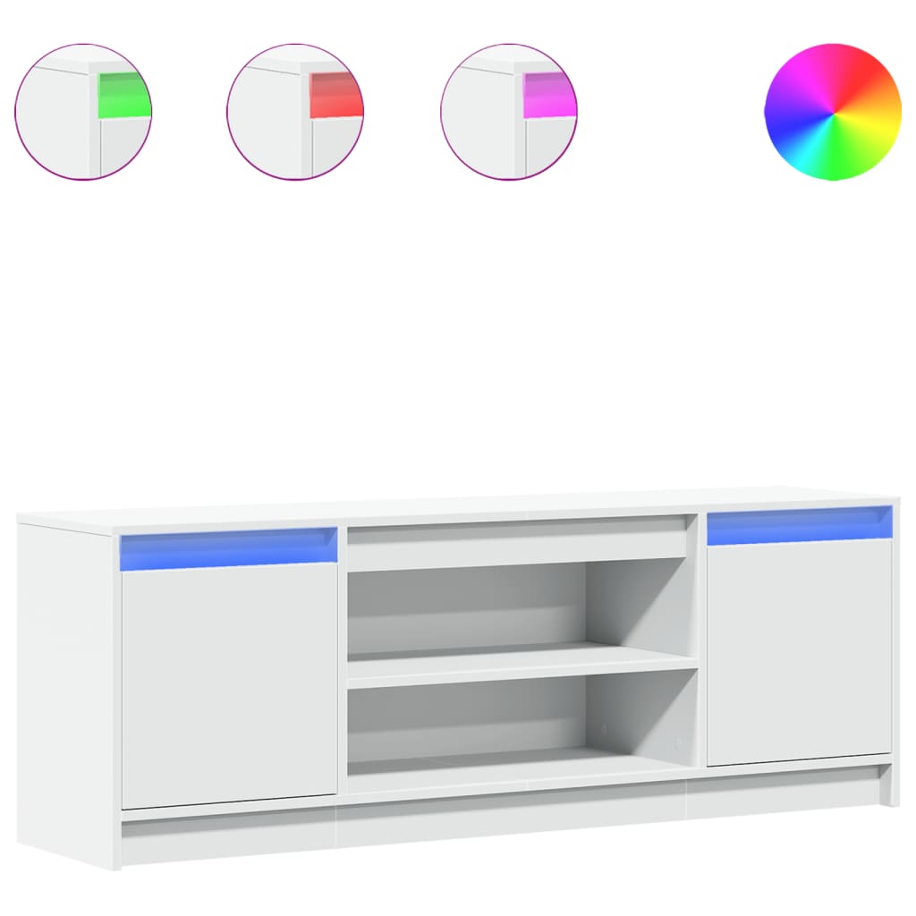 TV-Møbel Hvit TV-benk med LED 139,5x34x50 cm