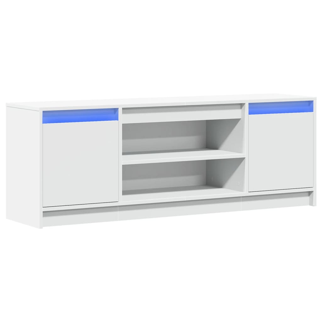 TV-Møbel Hvit TV-benk med LED 139,5x34x50 cm