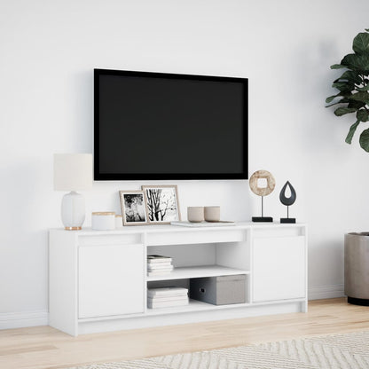 TV-Møbel Hvit TV-benk med LED 139,5x34x50 cm