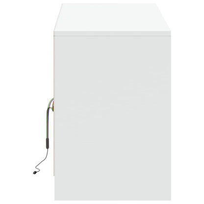 TV-Møbel Hvit TV-benk med LED 139,5x34x50 cm