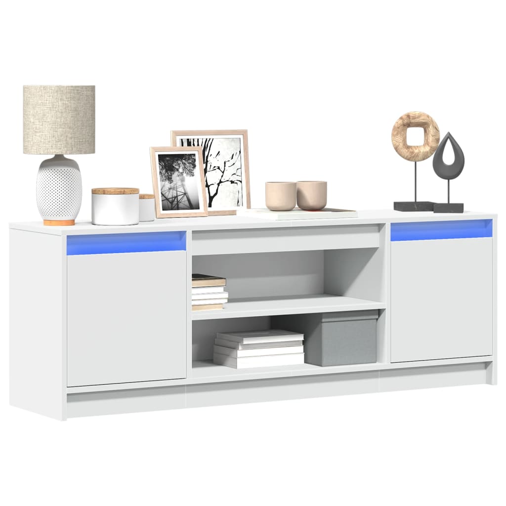 TV-Møbel Hvit TV-benk med LED 139,5x34x50 cm