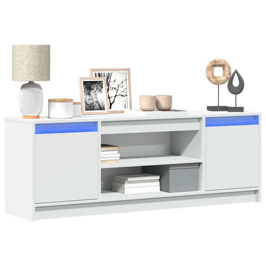 TV-Møbel Hvit TV-benk med LED 139,5x34x50 cm