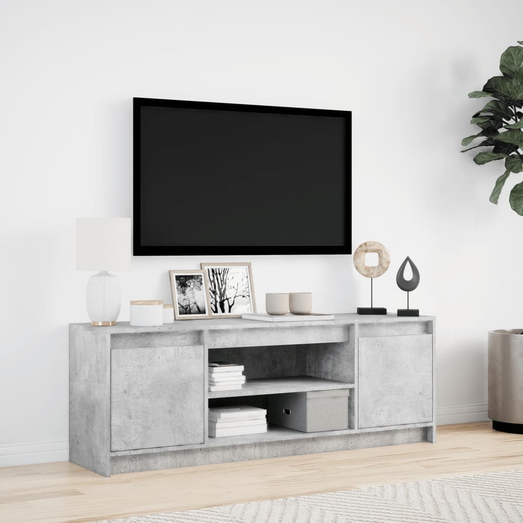 TV-Møbel Betonggrå TV-benk med LED 139,5x34x50 cm