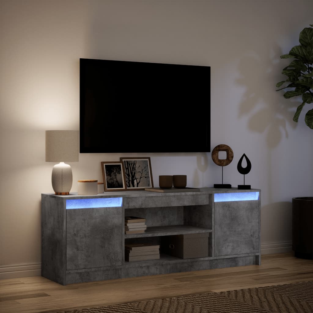 TV-Møbel Betonggrå TV-benk med LED 139,5x34x50 cm