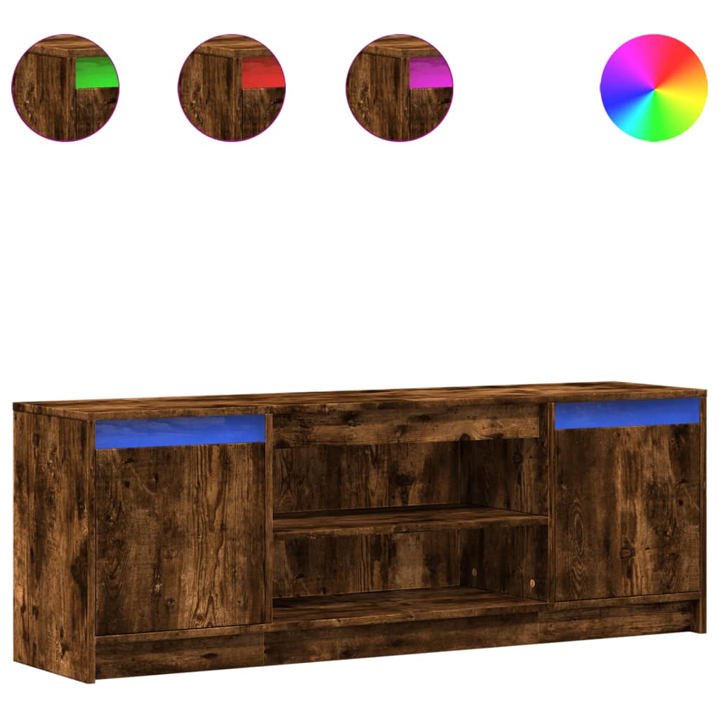 TV-Møbel Røkt EikTV-benk med LED 139,5x34x50 cm