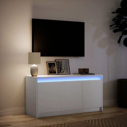 TV-Møbel Hvit TV-benk med LED 100x34x50 cm