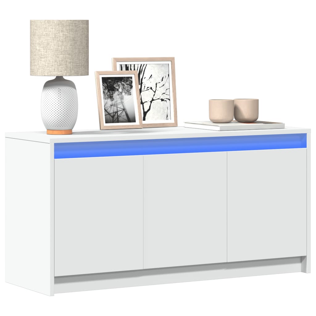 TV-Møbel Hvit TV-benk med LED 100x34x50 cm
