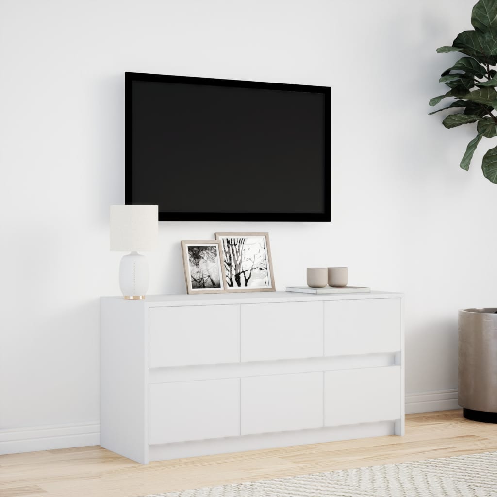 TV-Møbel Hvit TV-benk med LED 100x34x50 cm