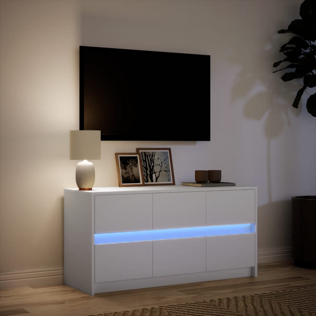 TV-Møbel Hvit TV-benk med LED 100x34x50 cm