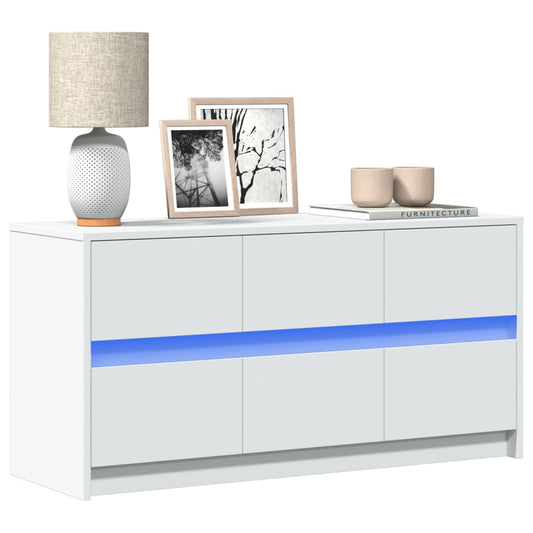 TV-Møbel Hvit TV-benk med LED 100x34x50 cm