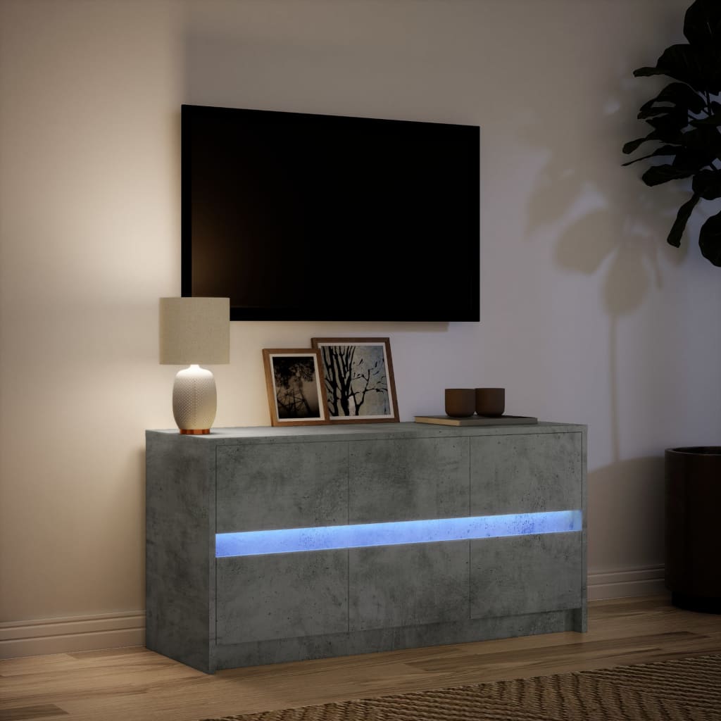 TV-Møbel Betonggrå TV-benk med LED 100x34x50 cm