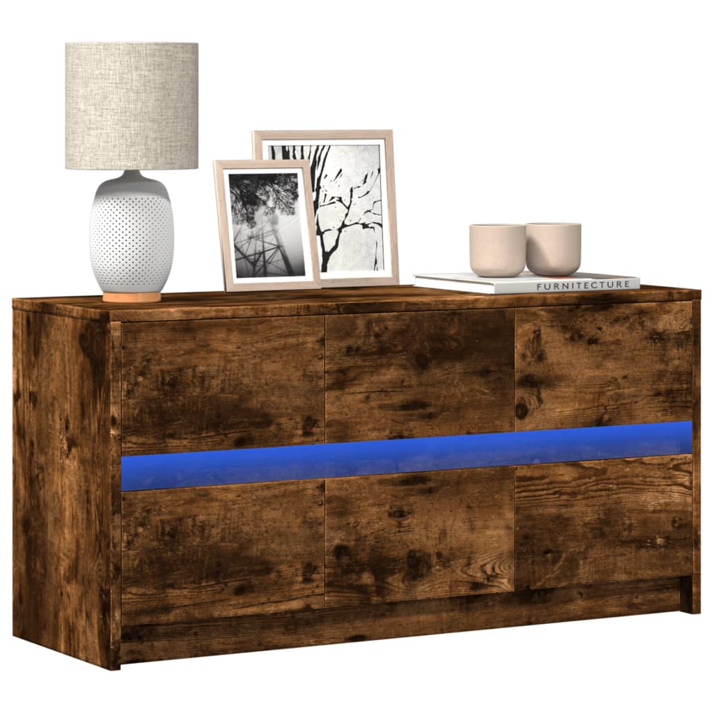 TV-Møbel Røkt Eik TV-benk med LED 100x34x50 cm