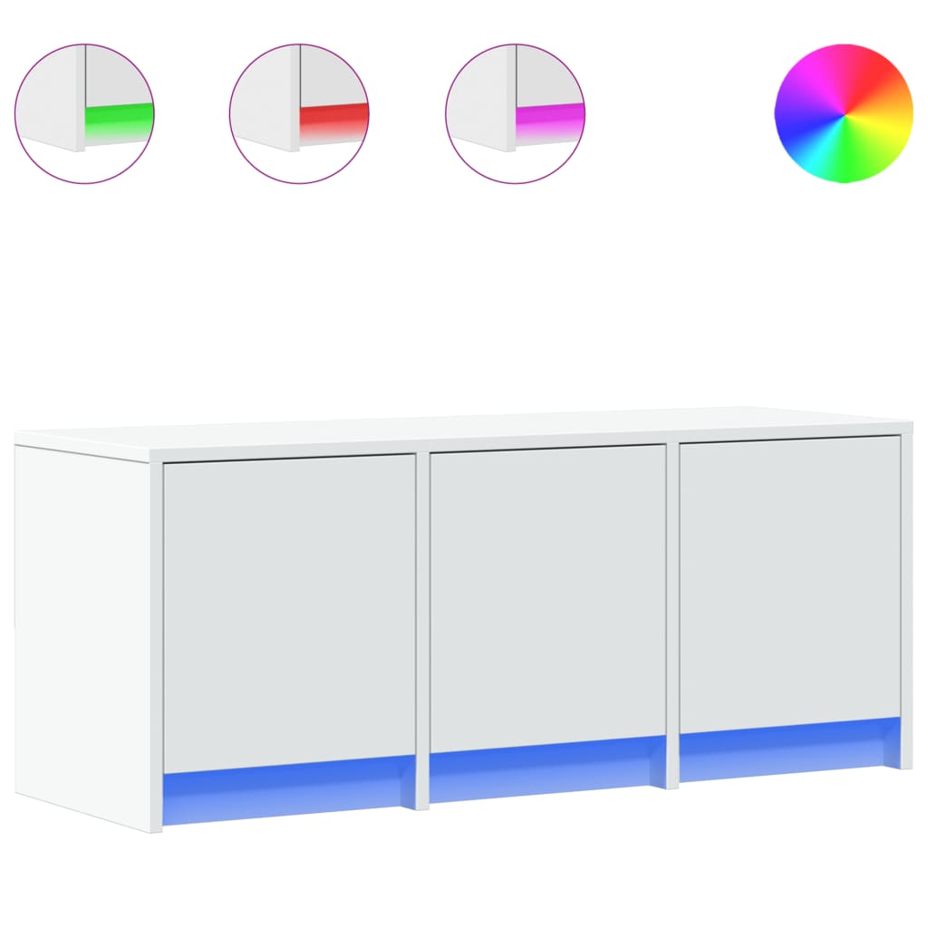 TV-Møbel Hvit TV-benk med LED 97x34x40 cm