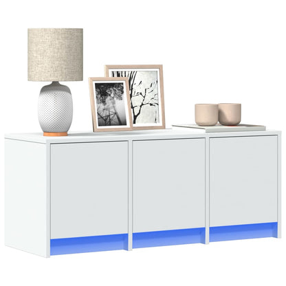 TV-Møbel Hvit TV-benk med LED 97x34x40 cm