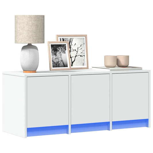 TV-Møbel Hvit TV-benk med LED 97x34x40 cm