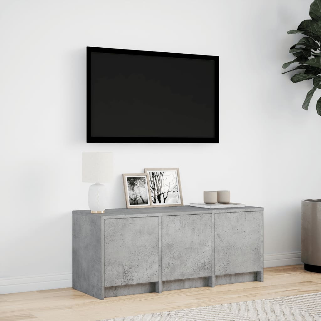 TV-Møbel Betonggrå TV-benk med LED 97x34x40 cm