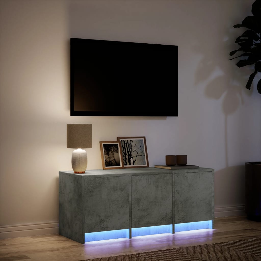 TV-Møbel Betonggrå TV-benk med LED 97x34x40 cm