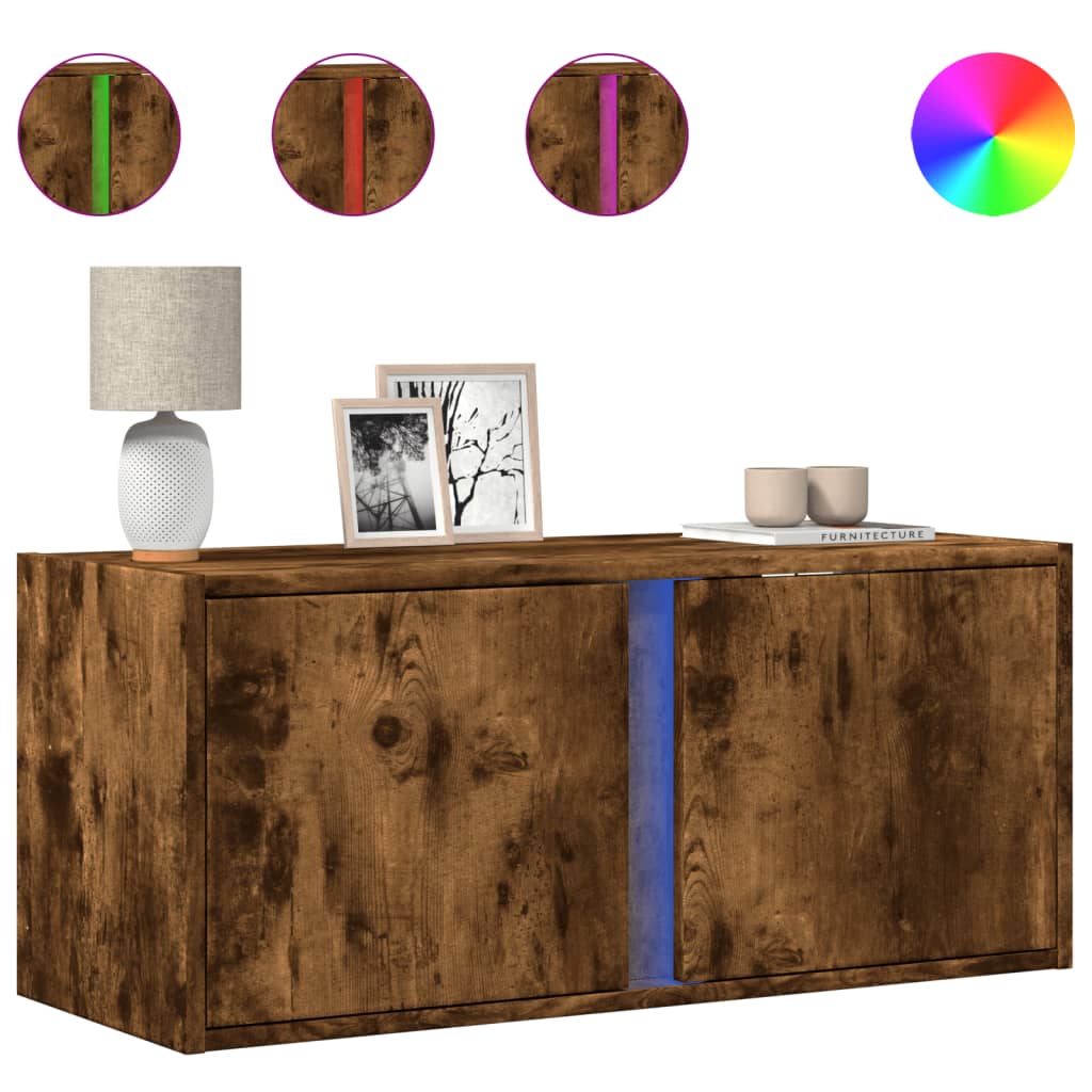 TV-Møbel Røyk Eik Tv-benk med LED 80x31x35 cm